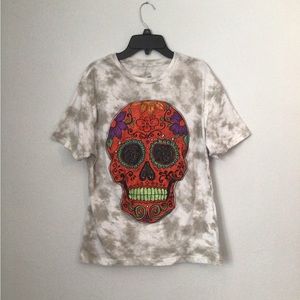Fosforos Galileo Woman’s Short Sleeve Skull Tee Shirt. Size Large.